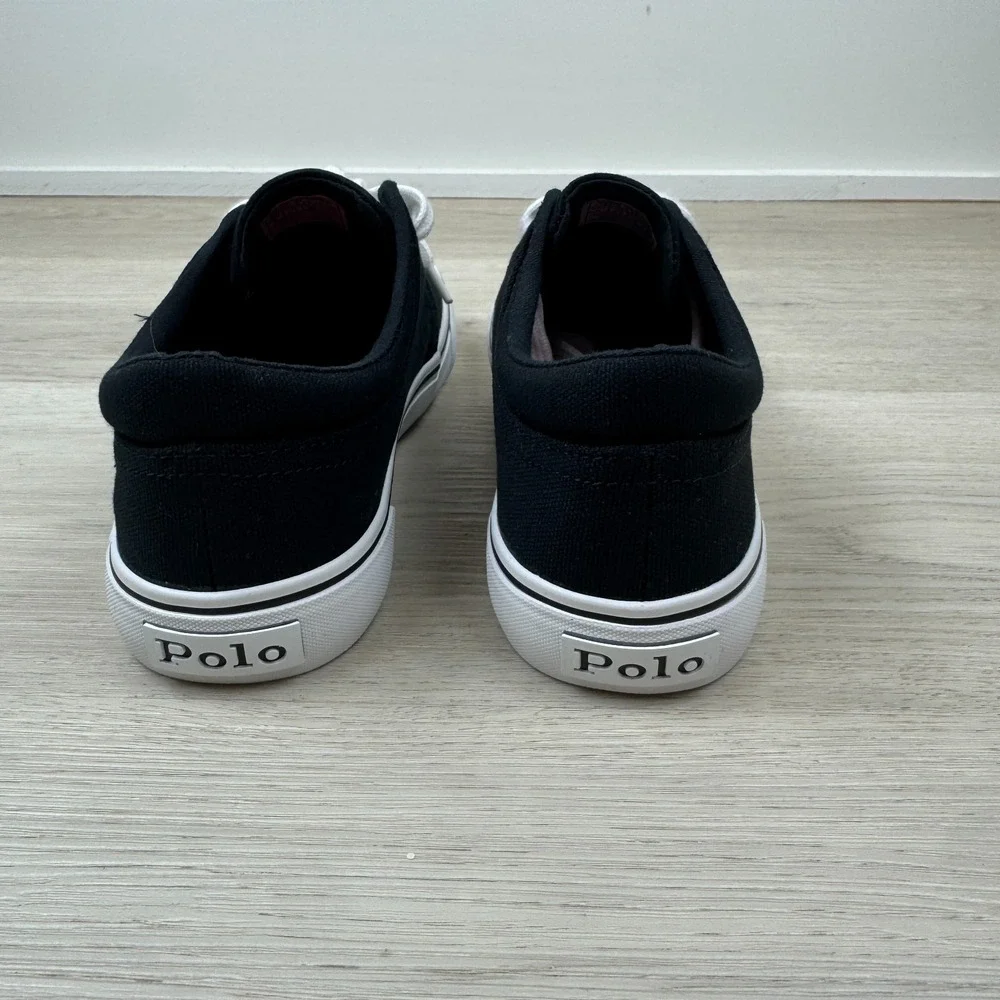 Polo Ralph Lauren Faxson Sneaker Boys 5 Black Red Canvas Pony